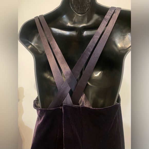 👗➕CDC Caren Desire’e Company Velvet Criss-Cross Back Maxi Dress. Sz 14 - Picture 4 of 10